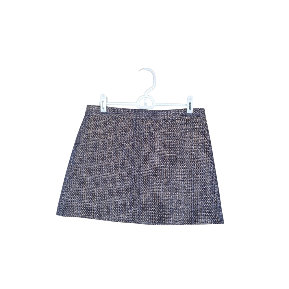 Alice & Olivia Navy & Gold Tweed Mini Skirt Size 6